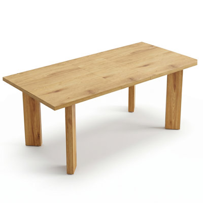 Expandable Oak Grain Rectangular Dining Table, 63"-78.7" Sturdy MDF Top Farmhouse Kitchen Table with Thick Robust Legs, Supports 200 LBS