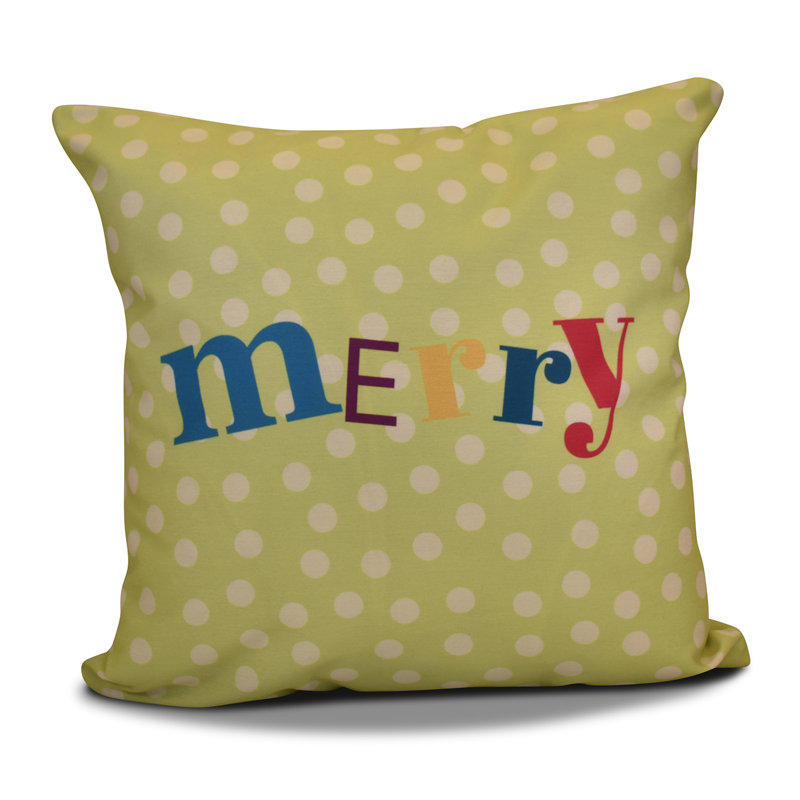 Housse et insert de coussin décoratif côtier de Noël Merry Christmas, H 20 po x l 20 po, Vert