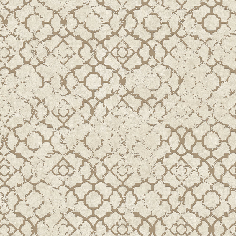 Emporium Metallic Aged Quatrefoil 3D Embossed 33' L x 21" W Wallpaper Roll, Cream/Gold