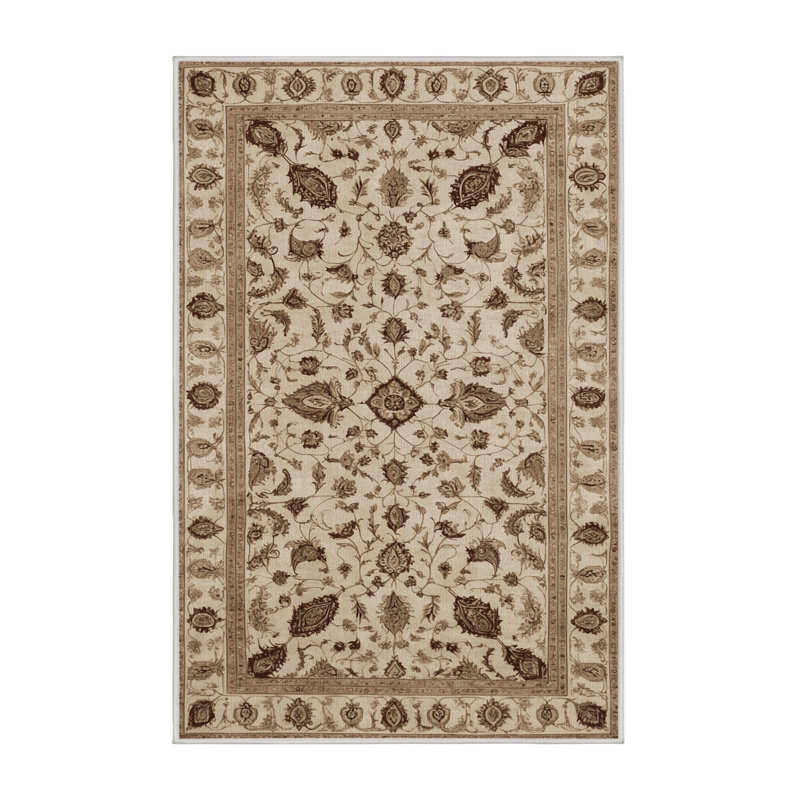 Machine Washable Persian Beige Area Ru, Runner 2' x 4'