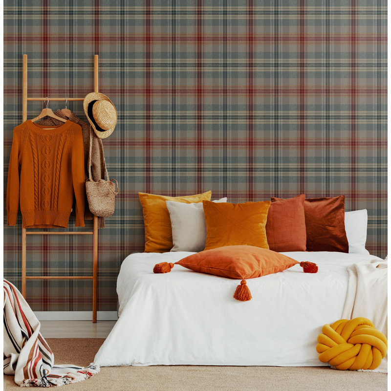 Fresco Highland Cosy Tartan Red/Green 10m x 52cm Matte Wallpaper Roll