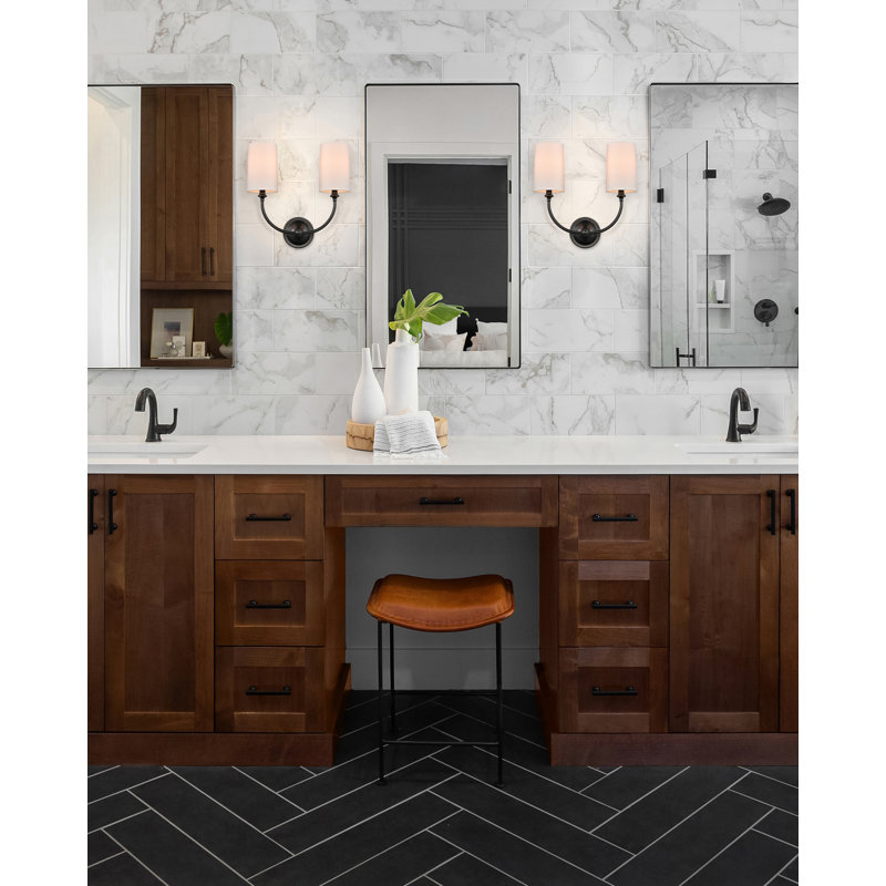 Applique murale en acier 2 lumières Rayleigh, Noir mat