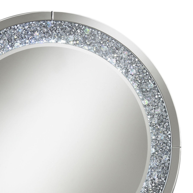 Miroir mural rond 32 po x 32 po à DEL, argent