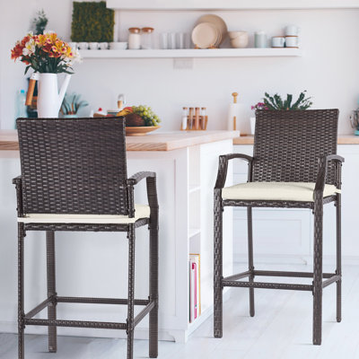 Outdoor 27.2" Patio Bar Stool with Cushion by Patio Novagarden