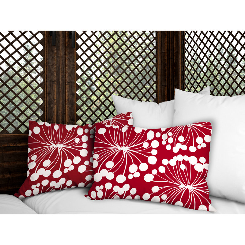 Polyester / Mélange de polyester Housse de coussin rectangulaire intérieure / extérieure lombaire et insert, Rouge
