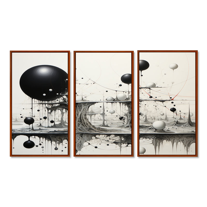 Cordey - ensemble d'art mural paysage abstrait, Cadre flottant brun, H 32 po x l 48 po x P 1 po