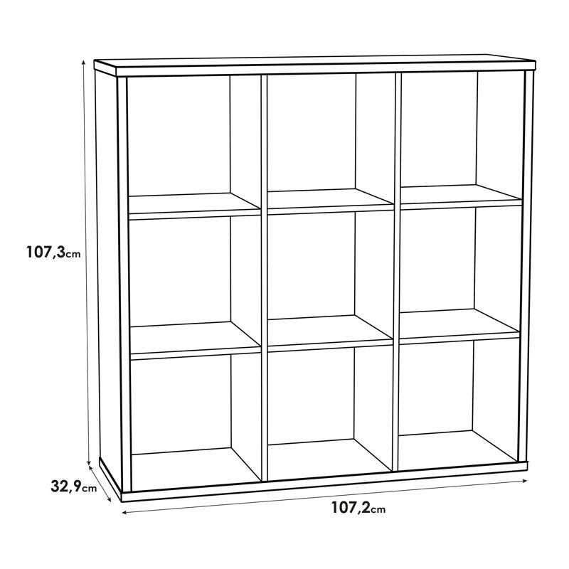 107.3cm H x 107.2cm W Standard Bookcase, Concrete Grey
