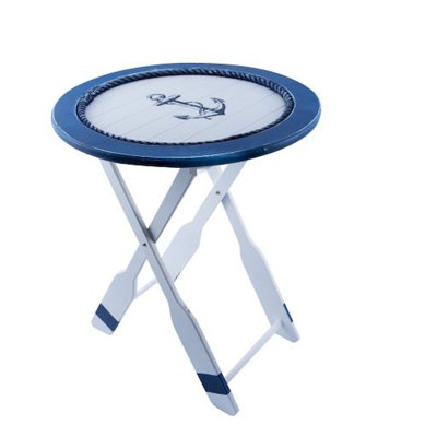 Table avec pattes blanches et bleues