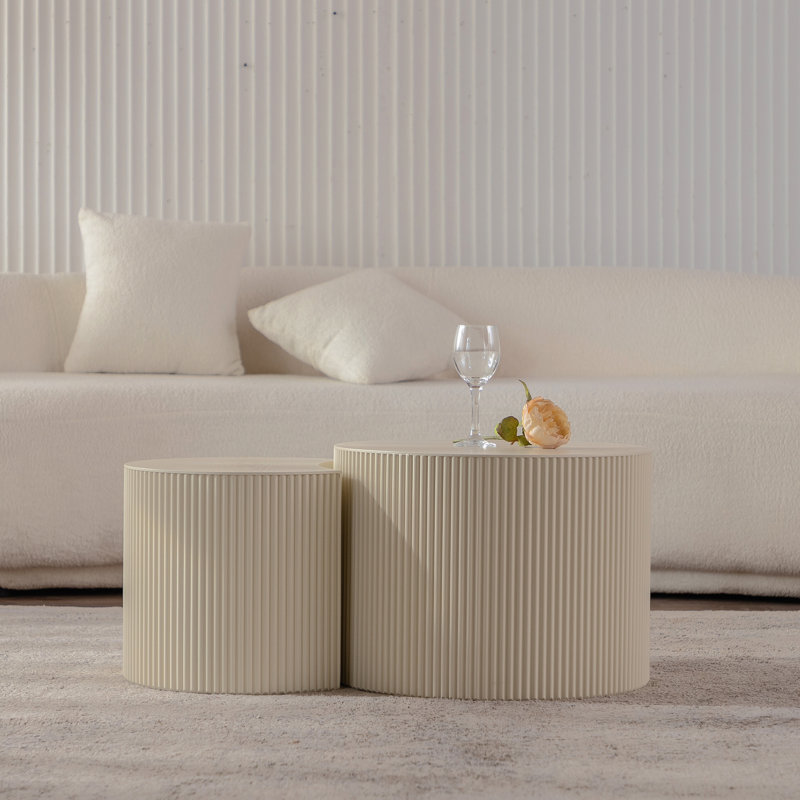 Table basse à piédestal Ansel, 15.75" H x 47.25" L x 27.56" W, Beige/Cream 1