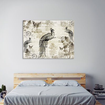 Music Notes Peacock 1 Piece Wrapped Canvas Wall Art