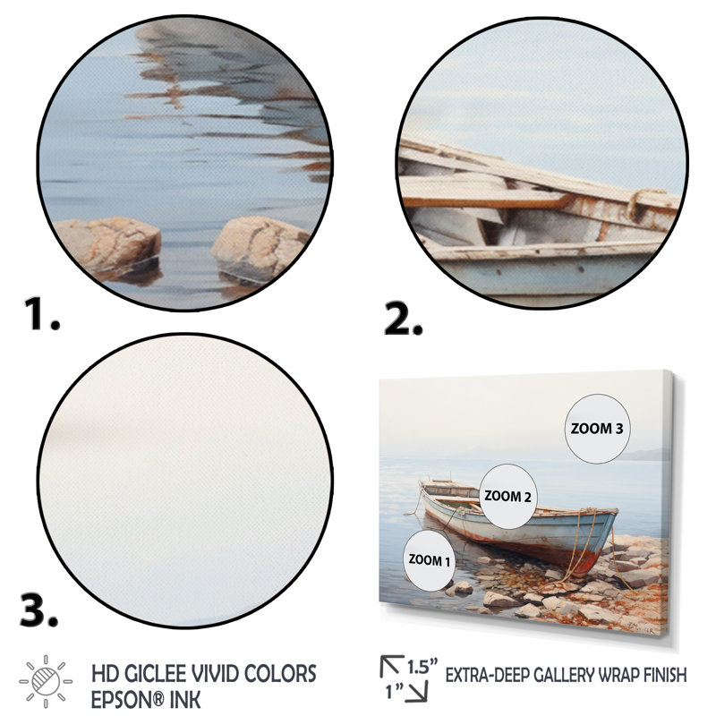Bateau rivage contemplatif sur toile, reproduction de 3 pièces, H 28 po x l 36 po x P 1 po