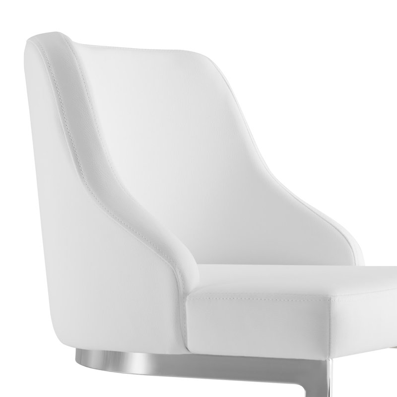 Danual Upholstered Counter Stool with Metal Frame, White