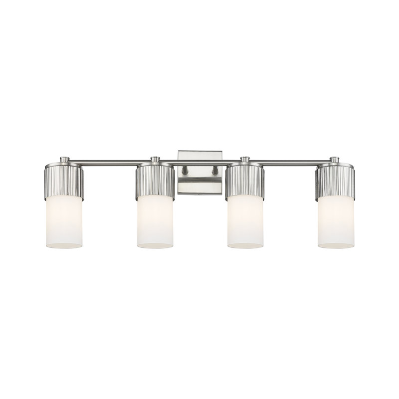 Éclairage pour meuble-lavabo mural 4 po Bolivar, Blanc, Nickel satiné