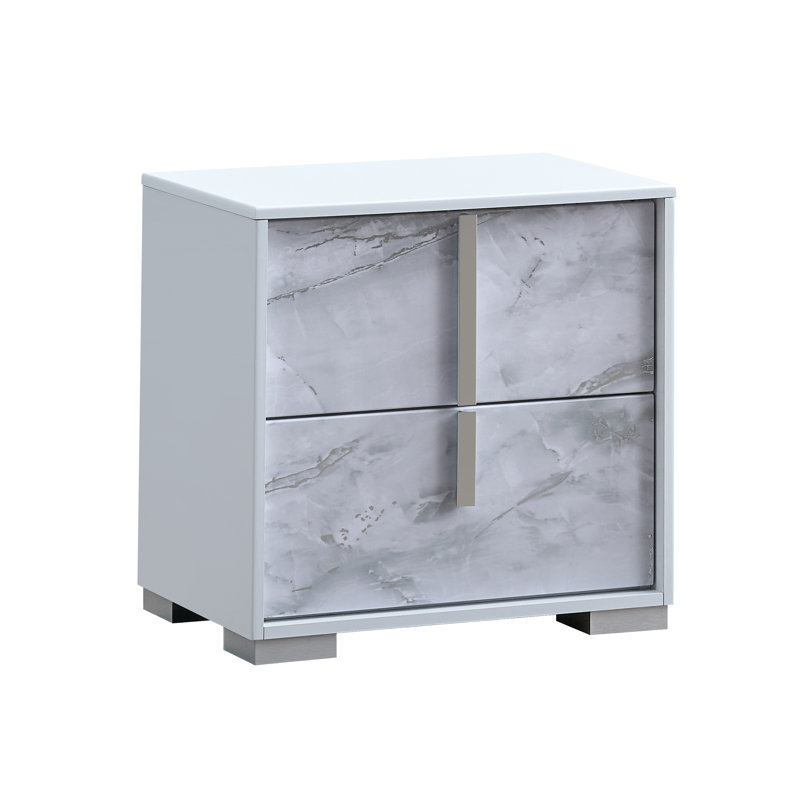 Lunigiana White 2 Drawer Nightstand