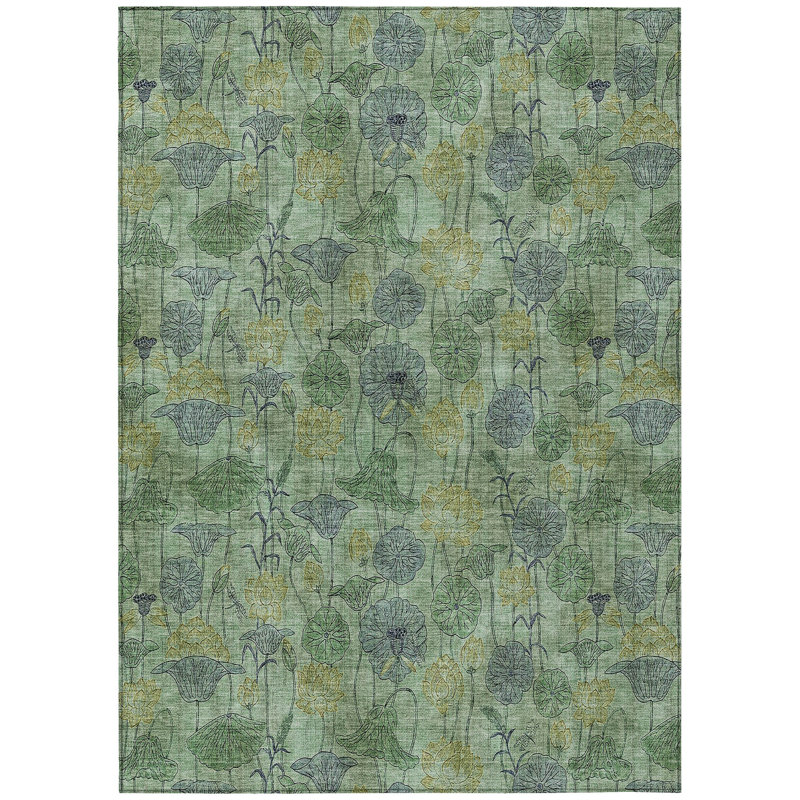 Machine Washable Indoor/Outdoor Kimberlin ACN2128 Floral Rug, Rectangle 8' x 10'