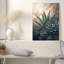 «Blue Succulents and Agave Leaves with Gold Outline», art mural sur toile-1475039420