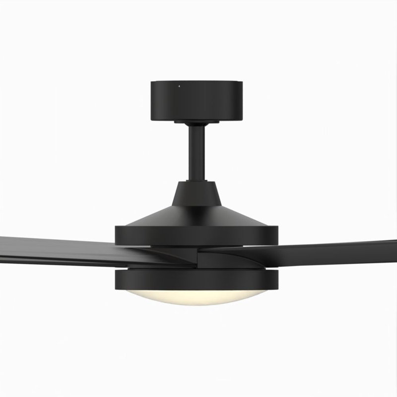  Brawn 64 inch Indoor/Outdoor Ceiling Fan with LED CCT Select Light Kit and Remote Control - Black with Black blades, Black