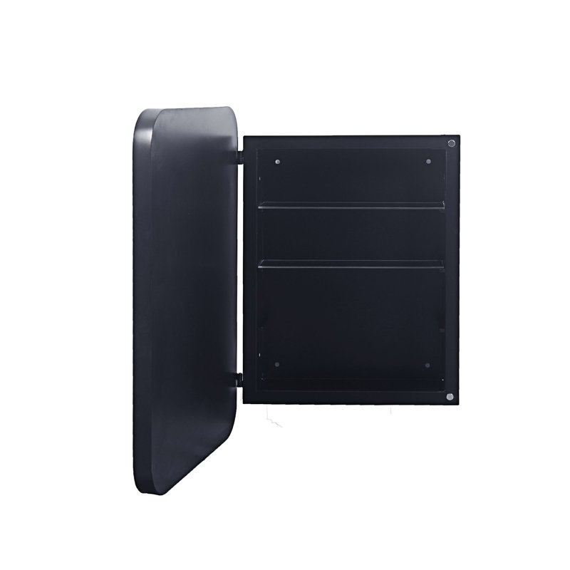 Armoire de salle de bain avec miroir et tablettes ajustables, H 23,61 po x l 15,75 po x P 4,73 po, Noir mat