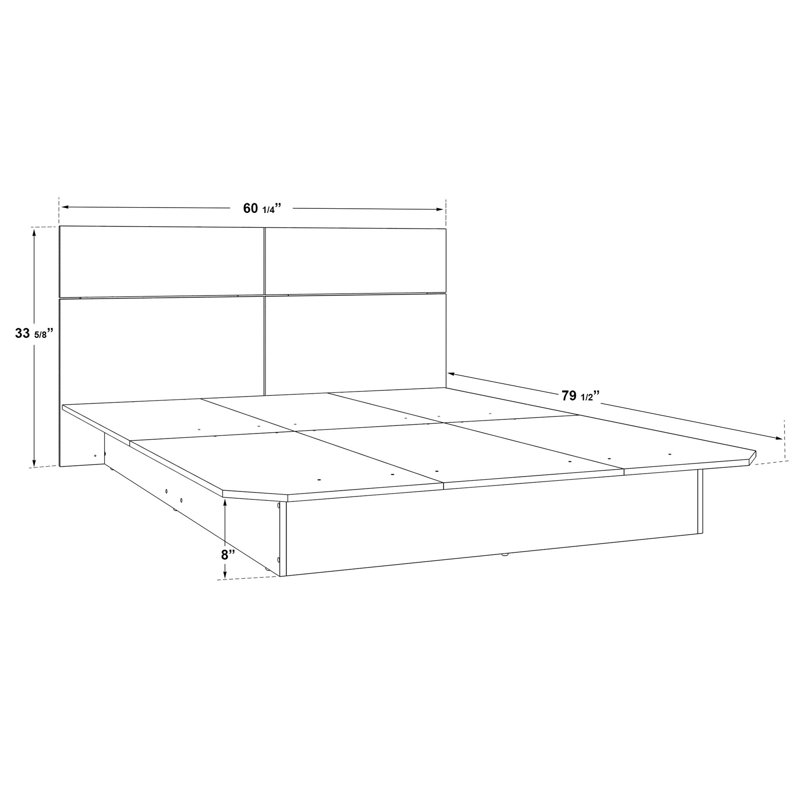 ZEN ALPHA – Platform Bed with Headboard – Easy Assembly, No Box Spring Required, Queen, Walnut