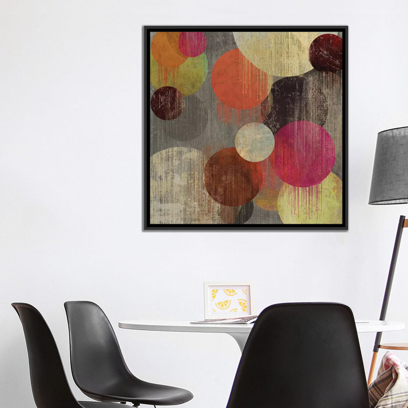« magenta bubbles ii », impression sur toile, H 18 po x l 18 po x P 1,5 po, Toile encadrée noire, Pas de tapis