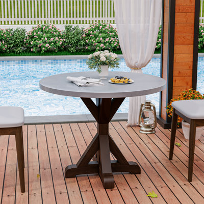 Fullmore Round Concrete Outdoor Side Table
