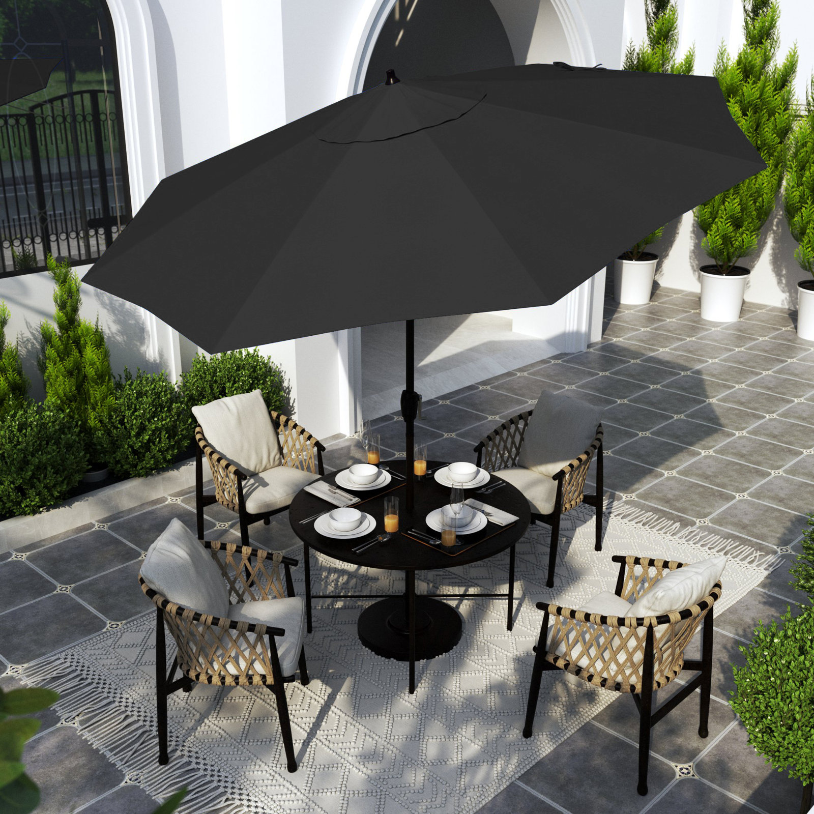 Astraea 9' Umbrella, Canvas Black Sunbrella® Canvas