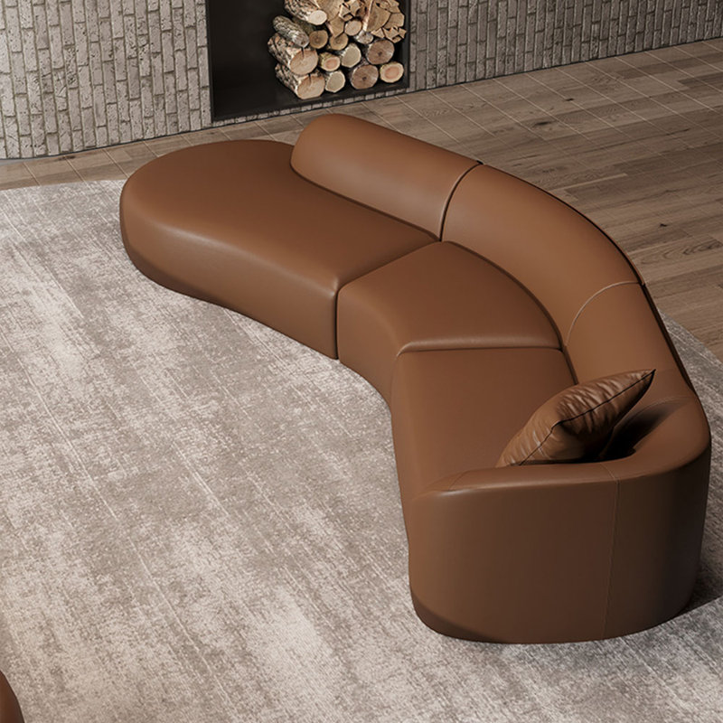 Retro curved corner negotiation sofa, 29.53" H x 110.24" W x 35.43" D, Sponge, 4