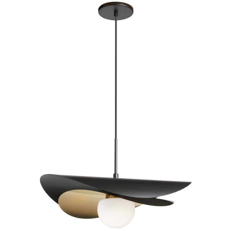 Yamini 1 - Light LED Single Pendant, Matte Black/Aged Brass