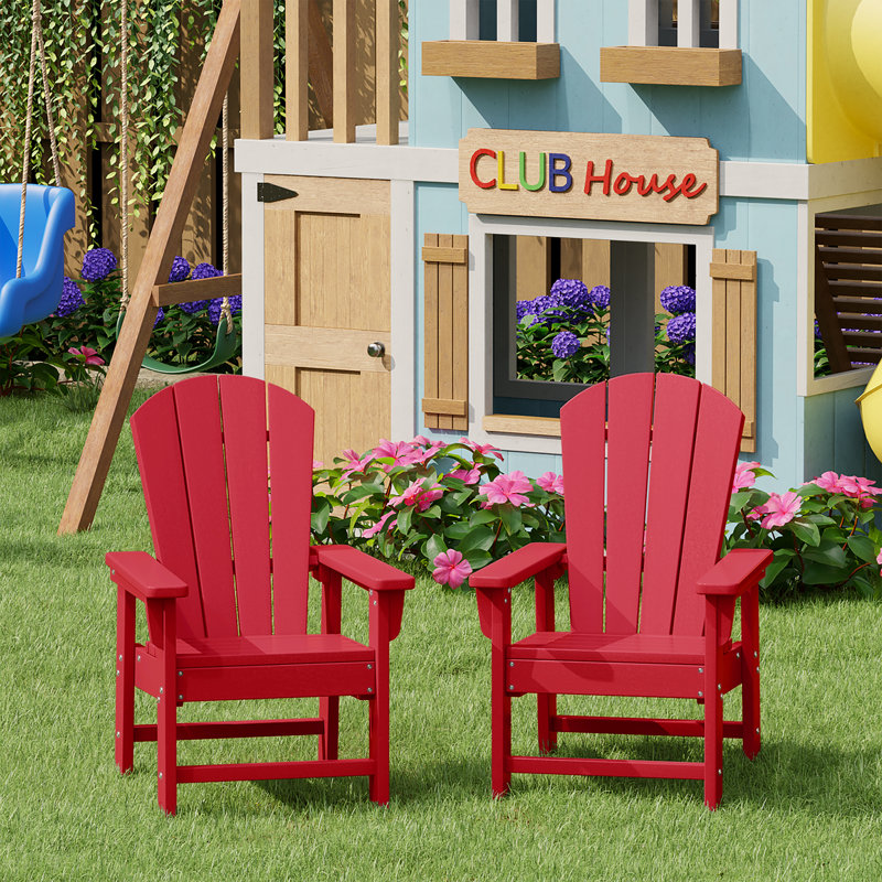 Laguna Kids Outdoor Poly Adirondack Chair ( Set Of 2), Red