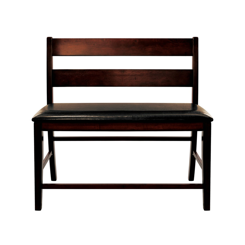 Wooden Counter Height Bench With Backrest And Upholstered Seat