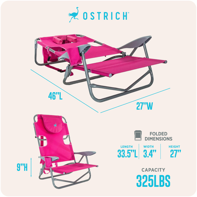 Chaise de camping inclinable portative Ostrich The Backpacker, Rose