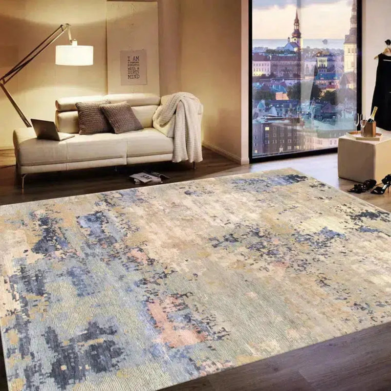 Abstract Area Rug in Beige