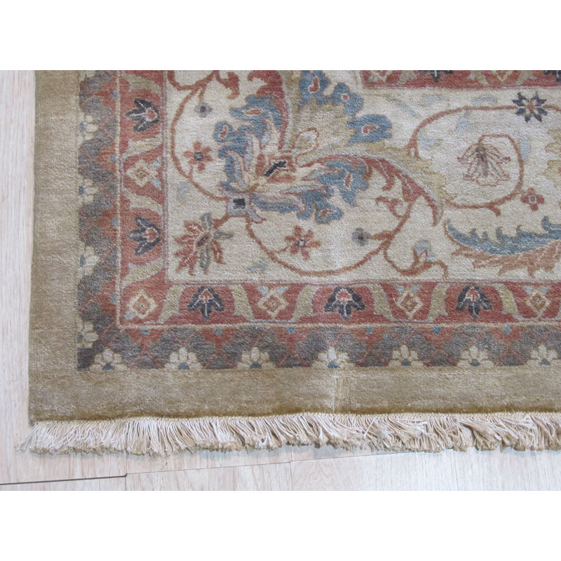 Versatile Defeo Beige Hand Knotted Wool Rug