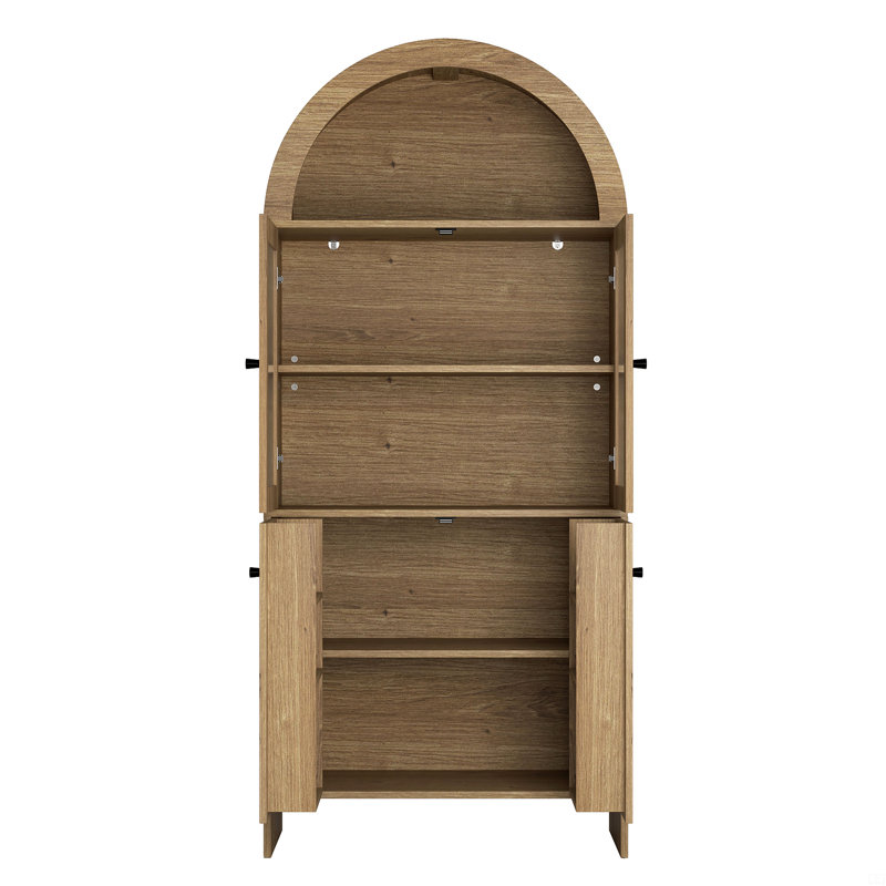 Natural Wood Grain Tech-Inspired MDF Dome Cabinet, Natural