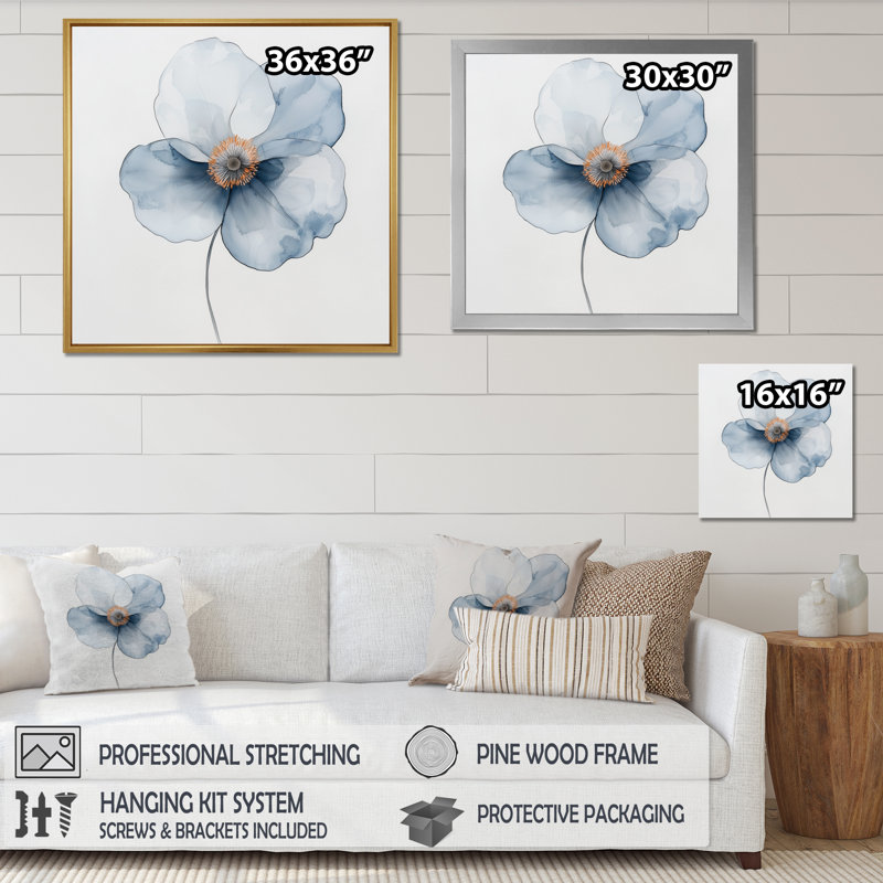 Reproduction d'art murale «The Enchanted Path Of Anemone I» - Coquelicots, H 16 po x l 16 po, Blanc