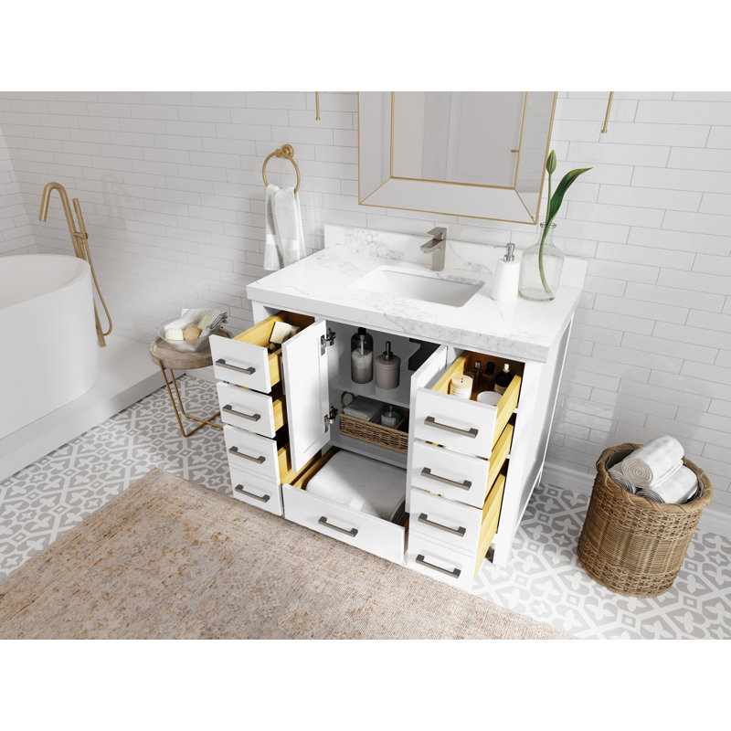 Ensemble de meuble-lavabo simple 42 po Malibu, Marbre de Carrare
