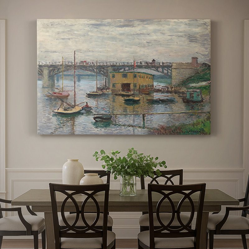 Pont à Argenteuil un jour gris-Claude Monet-Toile tendue avec châssis-c. 1876, 32 x 48