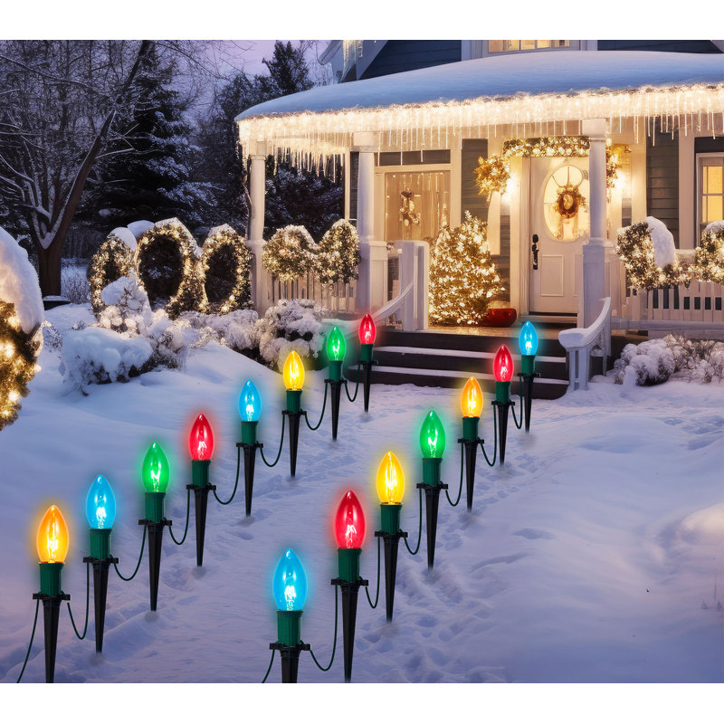 Guirlande de Noël C9, 30,75 pi, 24 lumières de Noël pour l'extérieur, Multicolore, 4.69"
