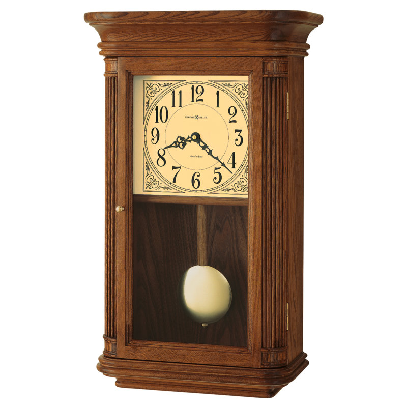 Westbrook Modern & Contemporary Wall Clock, Yorkshire Oak Hardwood Case with Westminster Chime Movement and Brass Pendulum