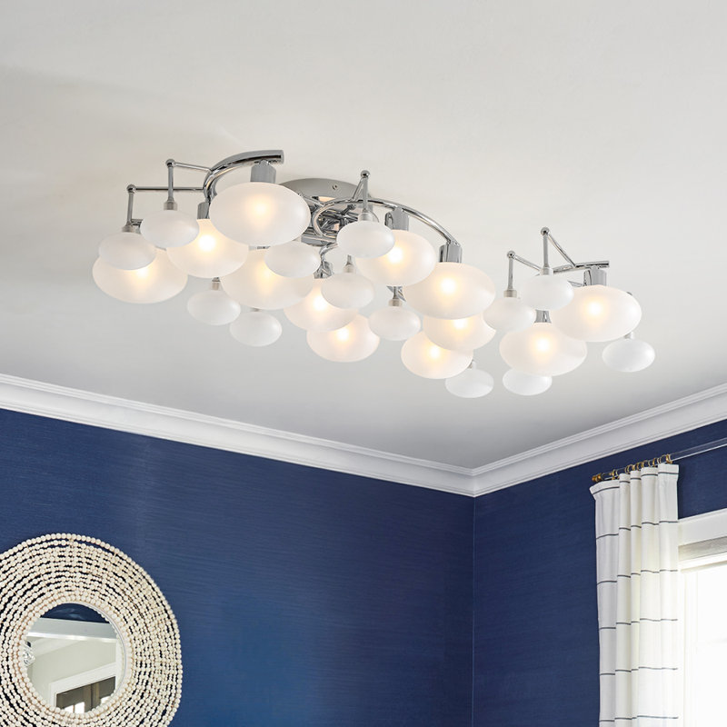 Plafonnier semi-encastré 12 lumières, Nickel