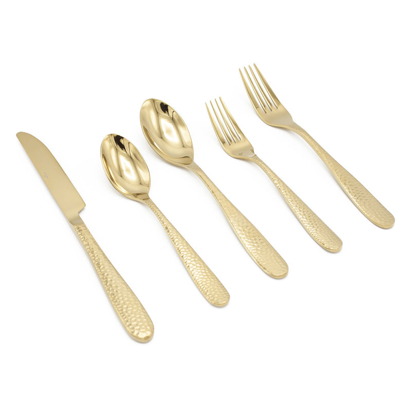 Elyon Tableware Elyon Carroll Hammered Reflective Flatware Set Stainless Steel - Service For 4