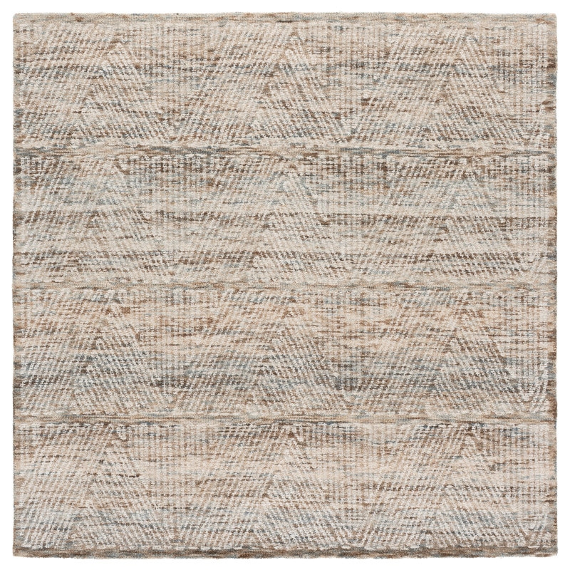 Abstract Hand Tufted Wool; Cotton Geometric Indoor Rug, Square 6'
