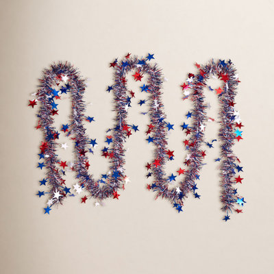 4Th Of July Garland 6Pack 9Ft Patriotic Tinsel Garland Red White Blue Garland Decoration, Independence Day Decorations For Home Porch Party Memorial Day Veterans Day Labor Day
