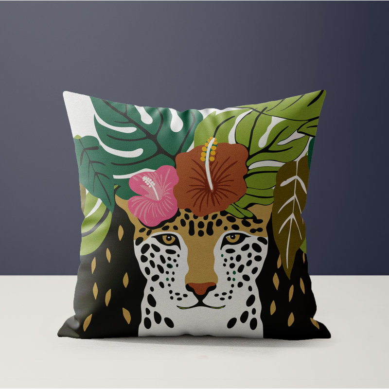 Coussin décoratif en microsuède Iky, Black/Ochre/Green, Carré 20 po