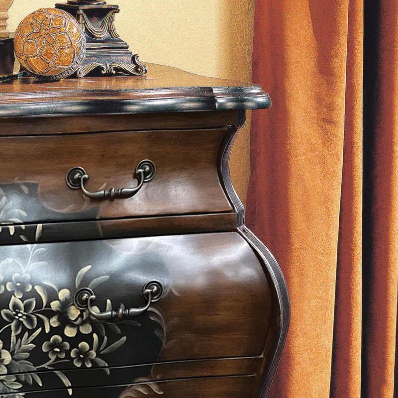 Commode 3 tiroirs en chêne et noir antique