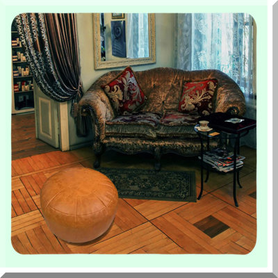 Orange Moroccan Leather Pouf Ottoman Storage Cover - Round Foot Rest for Living Room & Bedroom - Valentines Day Gift