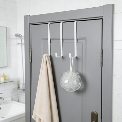 Reversible Z-Shaped Over The Door Hooks, Heavy Duty Metal Hangers For Towels, Coats, Robes, Wreaths And Home Organization
