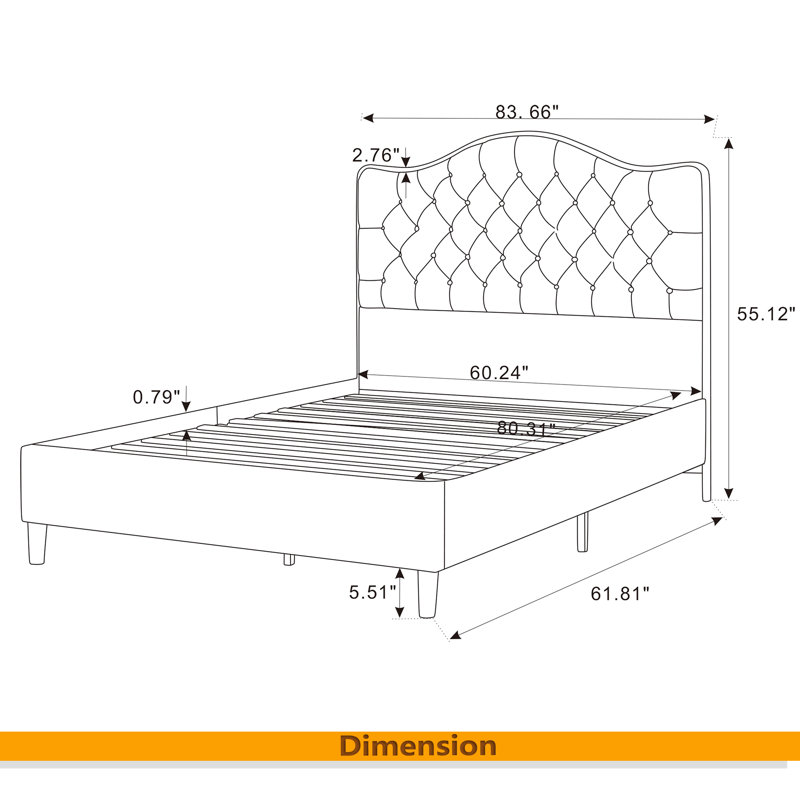 Structure de lit Luxelegance, Beige