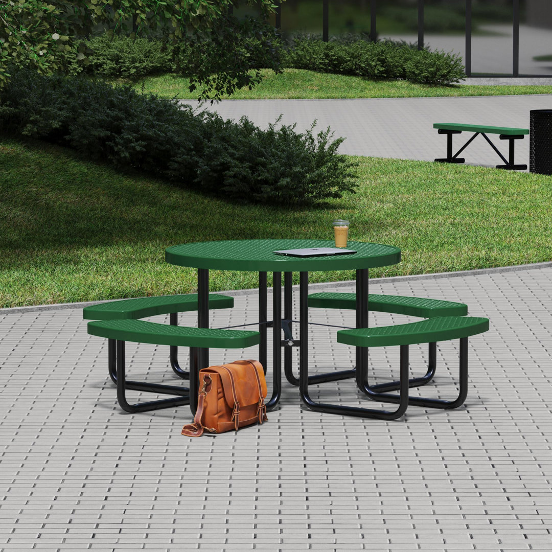 Leisure Craft 46" Round Outdoor Picnic Table with 4 Bench Seats Leisure Craft 