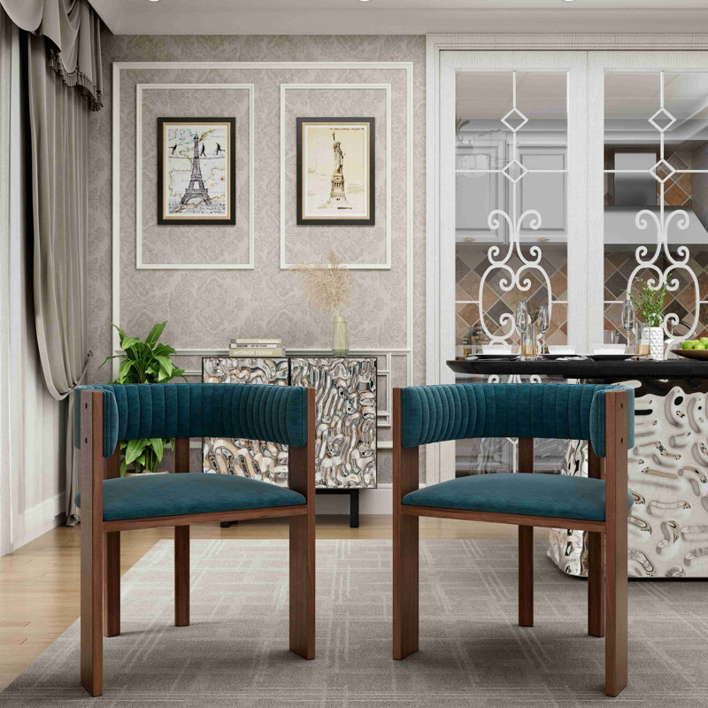 Chaise de salle à manger unique en bois à dossier courbé avec coussin de protection convenant à la cuisine ou à la salle à manger (ensemble de 2)